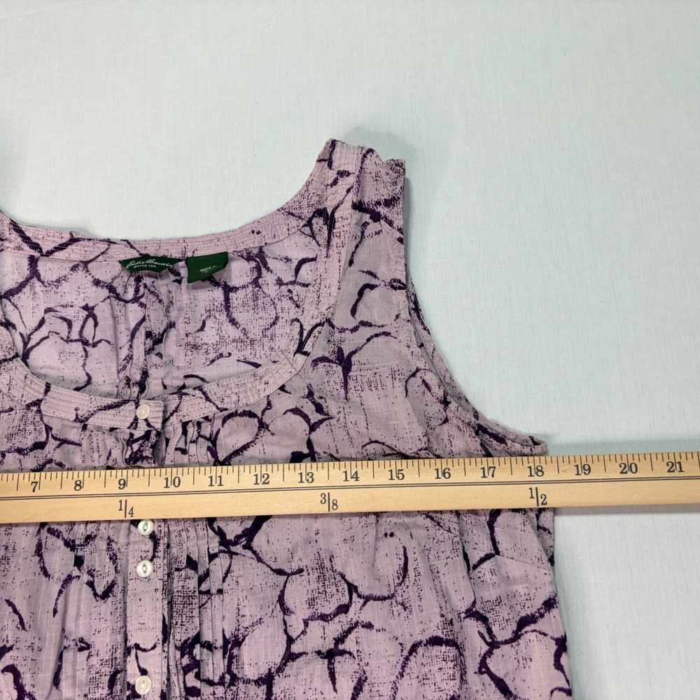 Eddie Bauer Floral Sleeveless Button Down Top Lilac Purple Woman's Size Medium - Picture 5 of 6